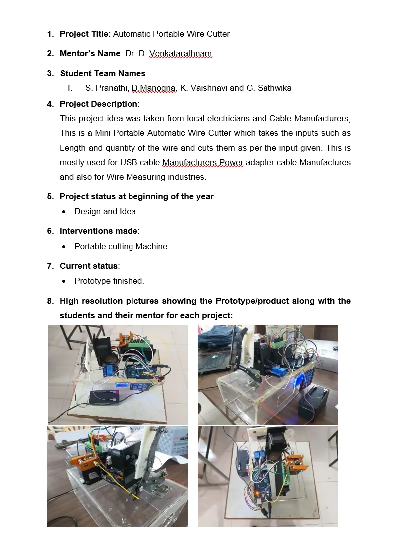 Automatic Portable Wire Cutter project record