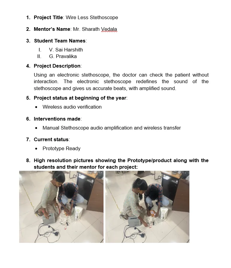 Wireless Stethoscope project record